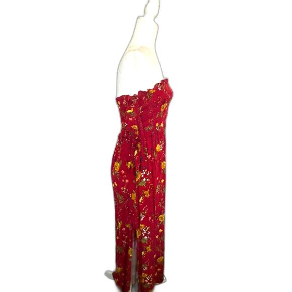EXPRESS Floral Off The Shoulder Smocked Side Slit Bohemian Maxi Dress Size S - Picture 2 of 13